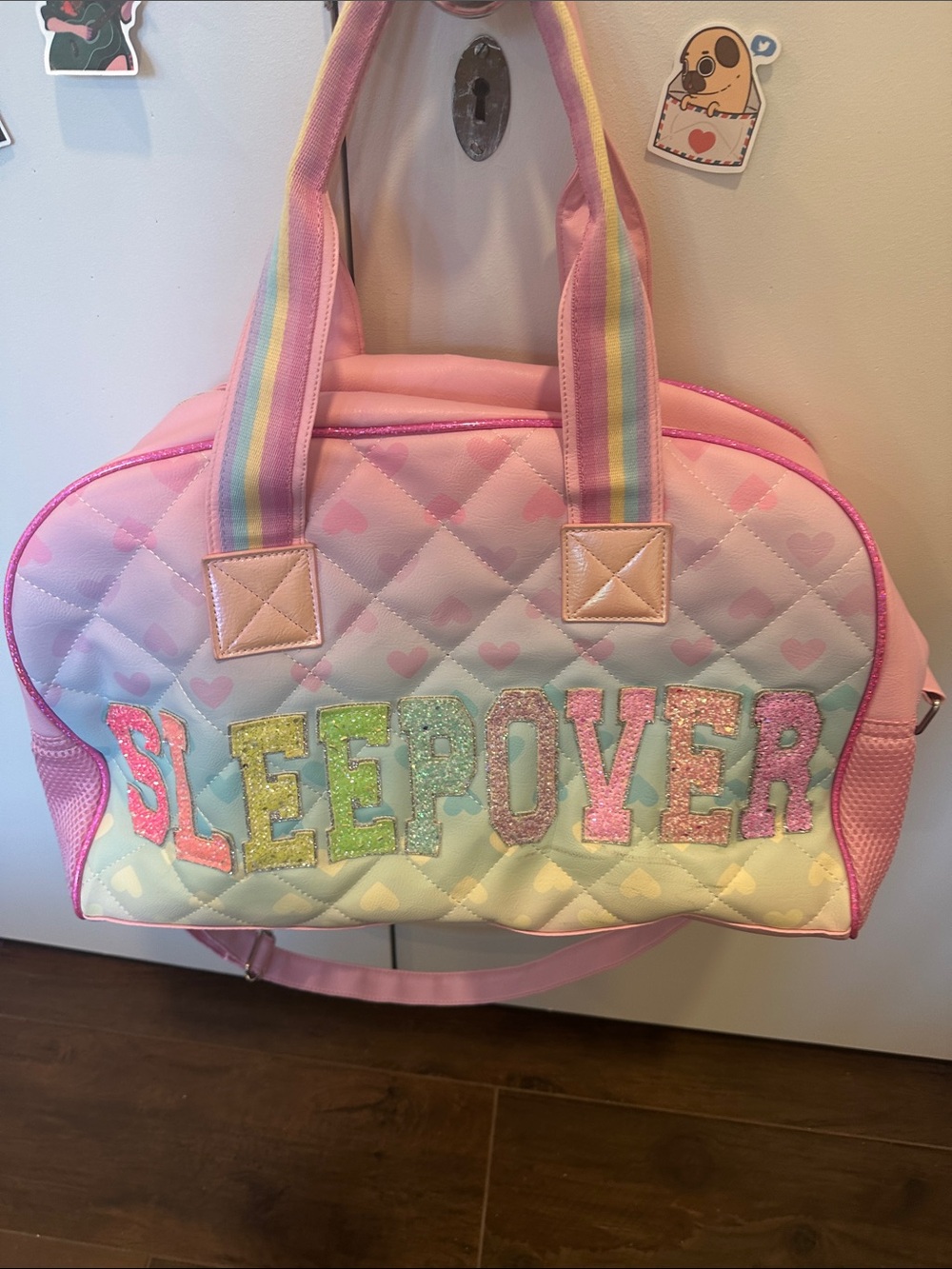 OMG Sleepover Quilted Pastel Pink Girls' Duffle Bag